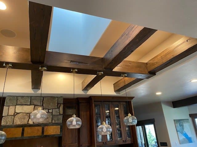 Coffered wood ceiling detail