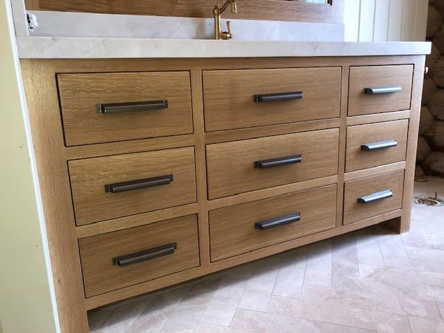 Built-in oak dresser with custom drawers